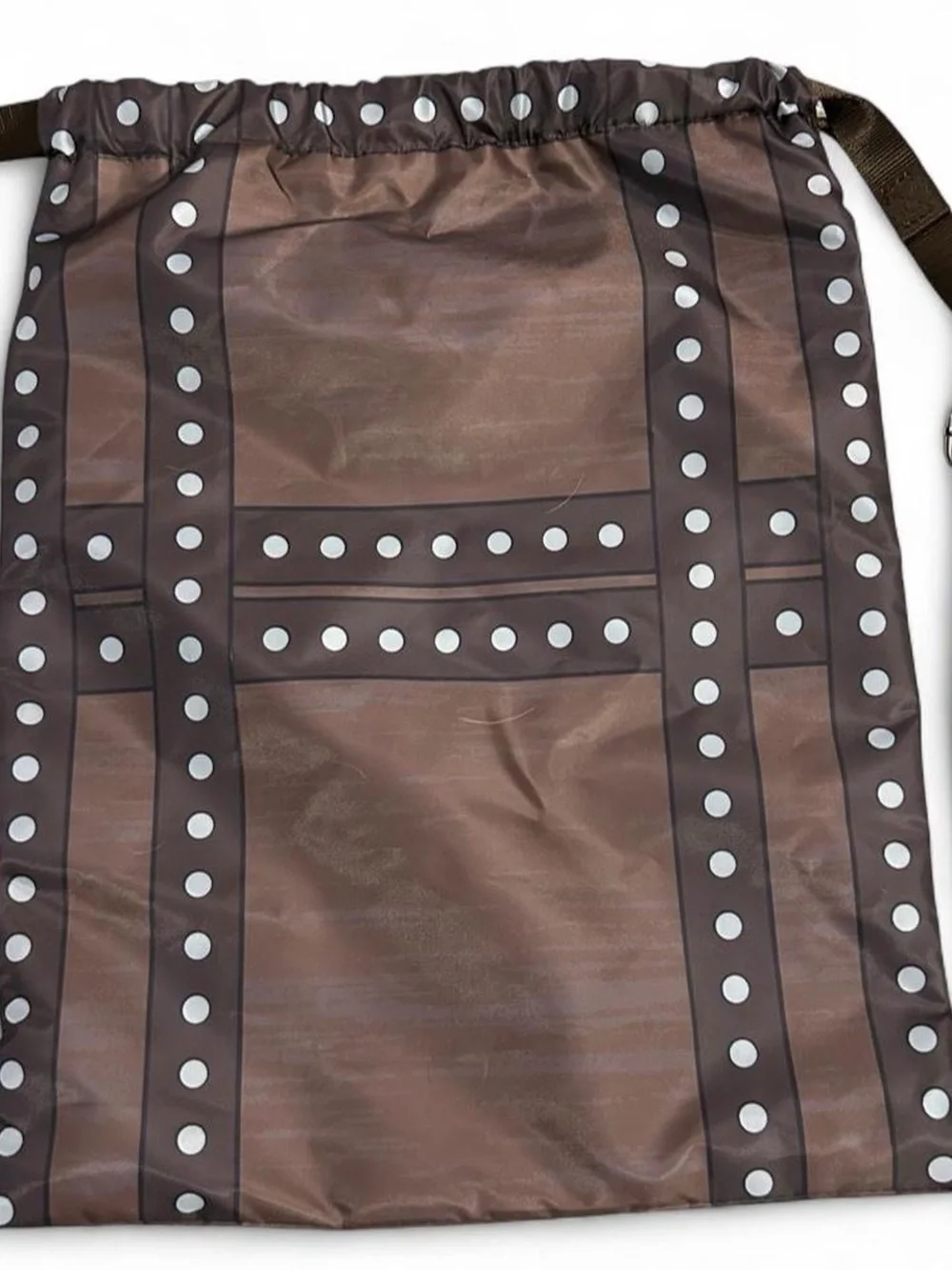 Brown Drawstring Backpack with Lock Graphic